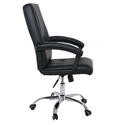 CF6350 Πολυθρόνα Διευθυντή Μέταλλο Χρώμιο, PU Μαύρο